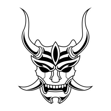 Ronin Hanya Mask Face Samurai Black And White Warrior Logo Helmet vintage vector illustration