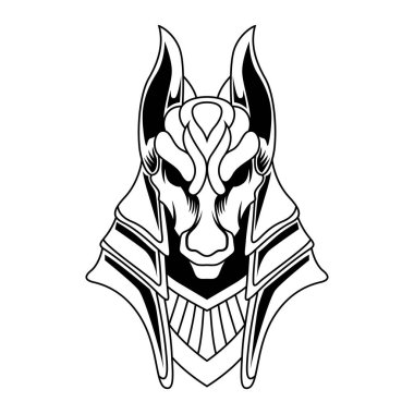 Anubis Vector. Black And White Anubis Mascot Logo Design Vector Template Illustration