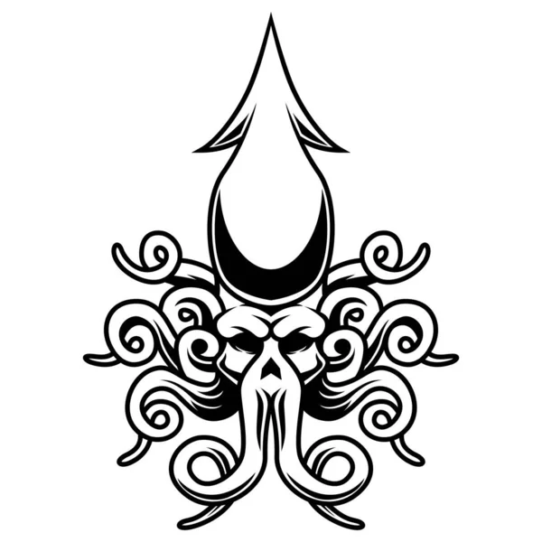 Octopus Vector Black White Logo Design Mascot Template Stockillustratie