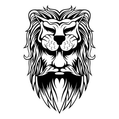 Chief Vector. Lion Chief Head Black And White Logo Vector Mascot template