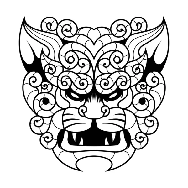 Komainu Vector Komainu Lion Black White Logo Design Vector Illustration — Διανυσματικό Αρχείο