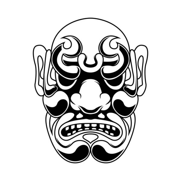 Hanya Mask Face Samurai Warrior Black And White Logo Vintage vector illustration