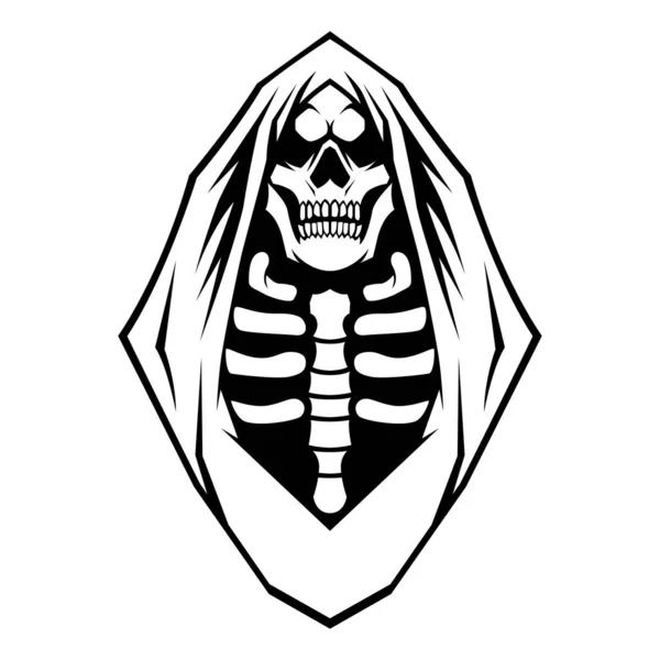 Grim Reaper Grim Reaper Skull Black White Head Logo Vector — Stock Vector
