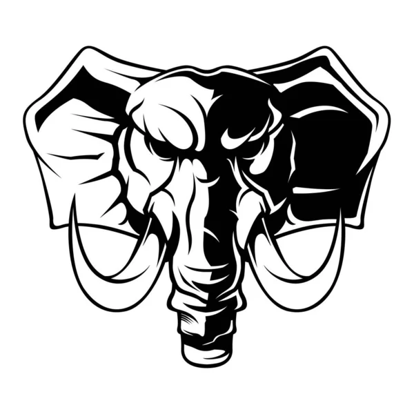 Elephant Vector Drawing Elephant Head Black White Logo Vector Mascot — Stock Vector