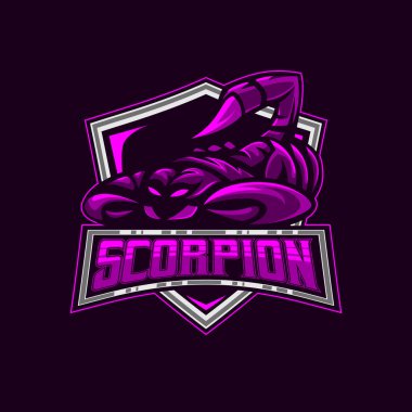 Akrep Logosu. Scorpion E-Sport Maskot logosu Tasarım Vektörü İllüstrasyon Şablonu