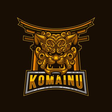Komainu Lion Logo. Komainu Lion mascot logo design with modern illustration concept style for badge. Angry Captain Pirate illustration for sport and esport team.