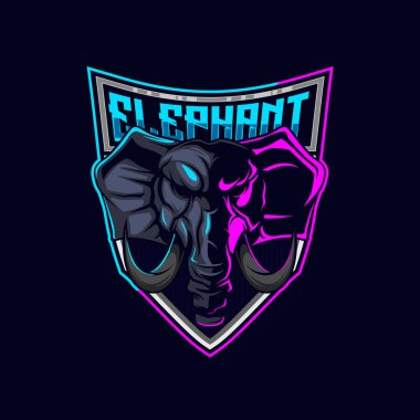 Elephant Mascot Gaming Logo. Elephant Head E-Sport Logo Vector Mascot Template