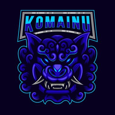 Komainu Mascot Logo. Komainu Lion mascot logo design with modern illustration concept style for badge. Angry Komainu illustration for sport and esport team.