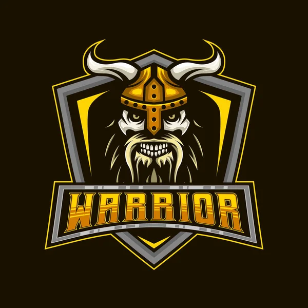 Viking Skull Sport Mascotte Logo Ontwerp Template Vector Illustratie — Stockvector
