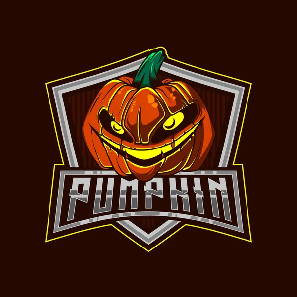 Stock vector Pumpkin E-Sport Logo. Pumpkin Head Mascot Logo Design Vector Illustration Template