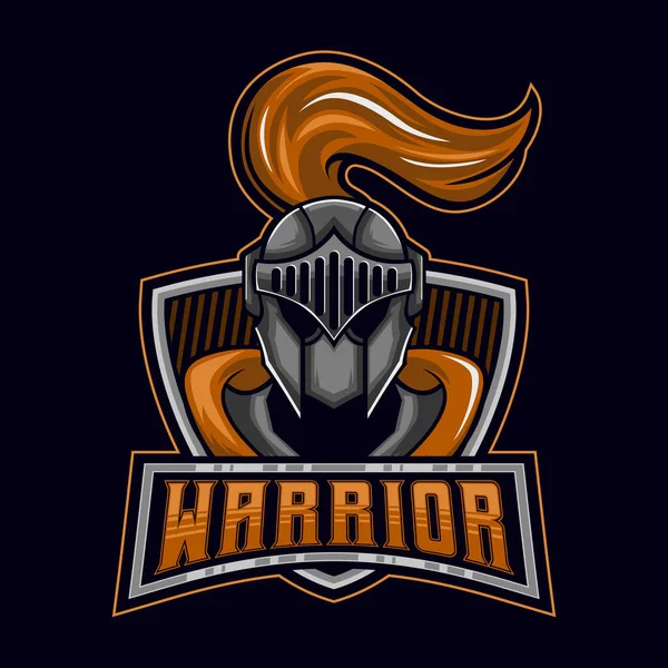 Ridder Krijger Logo Knight Warrior Mascotte Sport Logo Design Vector — Stockvector
