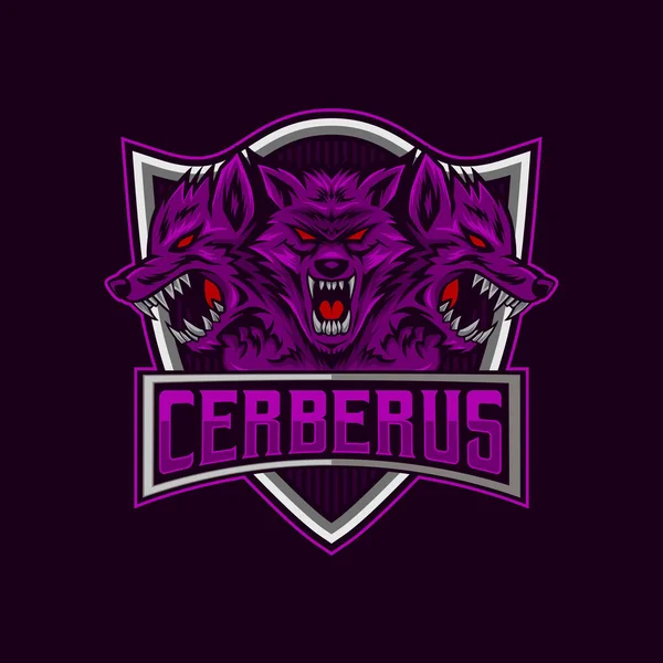 ケルベロスのロゴ Cerberus Sportマスコットロゴデザインベクトルテンプレート — ストックベクタ