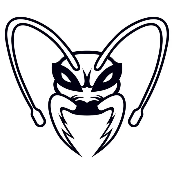 白い背景に隔離されたアリの頭ベクトルのアイコン アリの漫画昆虫のバグの顔のイラスト アウトライン黒ラインスタイル — ストックベクタ