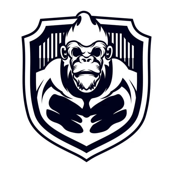 Logo Del Escudo Gorila Gorila Escudo Vector Insignia Plantilla Gorila — Vector de stock