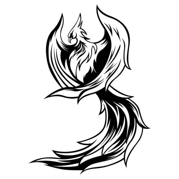 Phoenix Drawing Silhouette Logo Vector Illustrations Phoenix Flying Silhouette Logo — Stock Vector