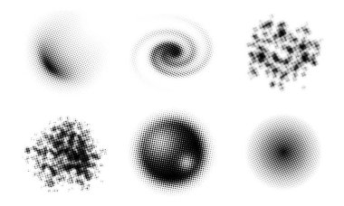 Soyut Yarıton Tasarım Elementleri. Noktalı çizim. Soyut vektör yarım ton arkaplan. Vektör çizimi. Noktaların siyah beyaz dokusu