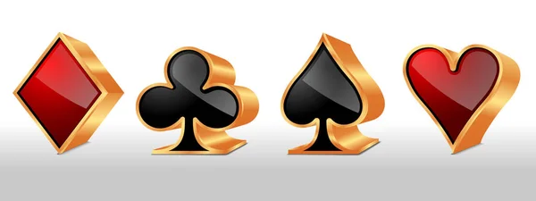 Fatos Cartas Poker Conjunto Quatro Ases Jogando Cartas Ternos Ilustração — Vetor de Stock