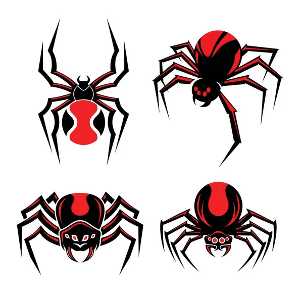 Spider Logo Set Raccolta Bundle Illustrazione Vettoriale Del Logo Del — Vettoriale Stock