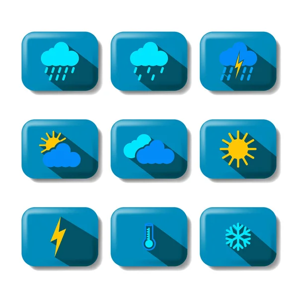 Conjunto Ícones Meteorológicos Conjunto Ícones Previsão Meteorológica Ilustração Vetorial —  Vetores de Stock