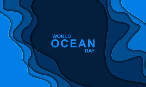 Couverture Journée Mondiale Océan Fond Papier Découpé Sous Marin Fond — Image vectorielle