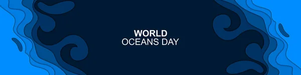 Banner World Oceans Day Design Com Oceano Subaquático Ilustração Vetorial —  Vetores de Stock