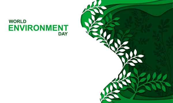 Wereld Milieu Dag Papierkunst Van Groene Natuur Ecologie Milieu Conservering Rechtenvrije Stockvectors