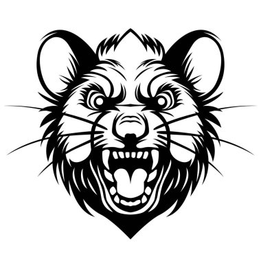 Kızgın suratlı fare kafası vektör çizimi