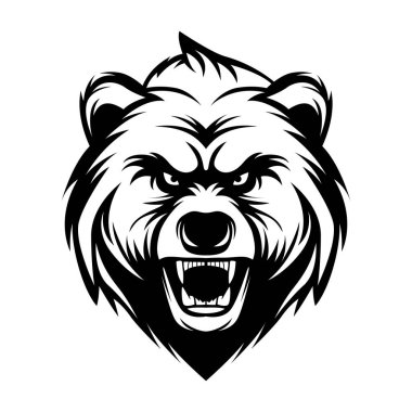 Kızgın yüz vektör illüstrasyonlu ayı kafası