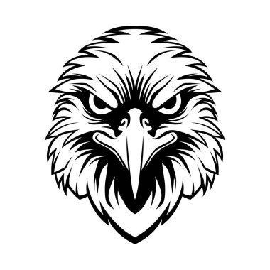 Kartal başı siyah ve beyaz vektör çizimi