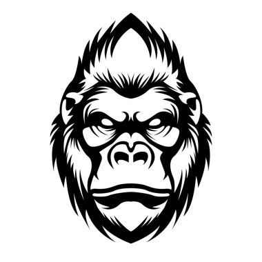 Goril kafası siyah-beyaz vektör çizimi