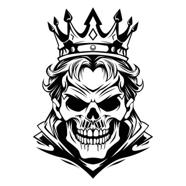 Kral kafatası vektör çizimi siyah ve beyaz