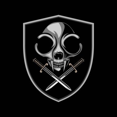 Savaş Bıçaklı Kafatası, Çapraz Hançerli Kafatası. Logo Tasarım Şablonu