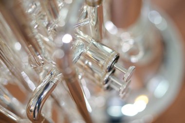 BRASS INSTRUMENT Müzik Enstrümanının Yakın Çekimi