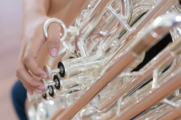 Close Van Knoppen Voor Muziekinstrumenten Brass Instrument — Stockfoto