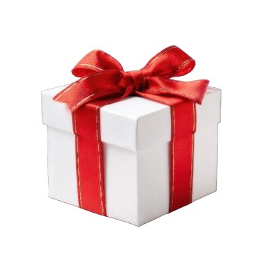 PNG. Kırmızı kurdeleli hediye kutusu, şeffaf arka planda izole, kutlama ve tatil konsepti, temiz ışıklandırma.