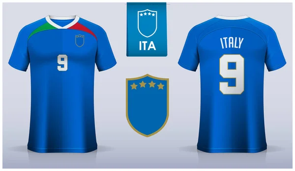 Set Van Voetbal Jersey Voetbal Kit Template Ontwerp Voor Italië — Stockvector