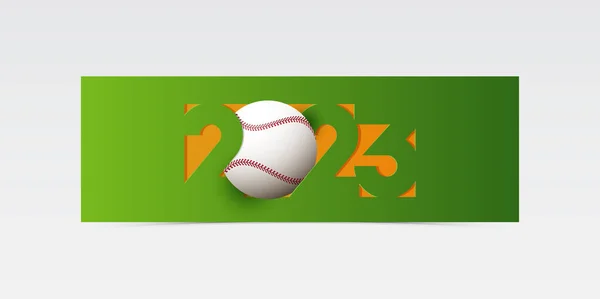 Баннер Happy New Year 2023 Искушает Дизайном Бейсбольным Мячом Украшением — стоковый вектор