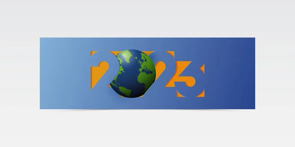 Frohes Neues Jahr 2023 Banner Vorlage Design Mit Welt Und — Stockvektor