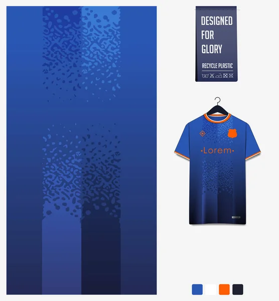 Soccer Jersey Pattern Design Halftone Pattern Blue Background Soccer Kit — Vector de stock
