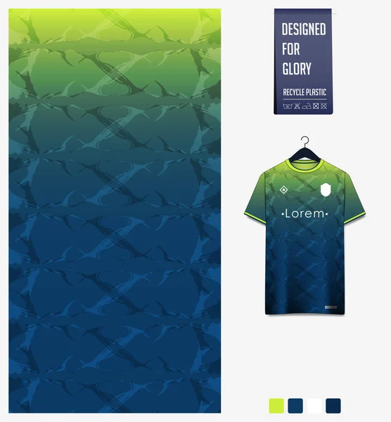 stock vector Soccer jersey pattern design. Abstract pattern on blue background for soccer kit, football kit, bicycle, e-sport, basketball, t shirt mockup template. Fabric pattern. Abstract background. Vector Illustration.