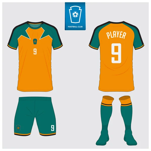 Conjunto Camiseta Fútbol Kit Fútbol Maqueta Diseño Para Club Fútbol — Vector de stock