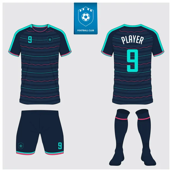 Conjunto Camiseta Fútbol Kit Fútbol Maqueta Diseño Para Club Fútbol — Vector de stock