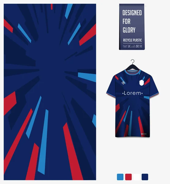 Diseño Patrón Camiseta Fútbol Patrón Geométrico Sobre Fondo Azul Para — Vector de stock
