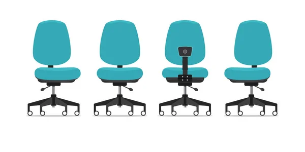Kancelářská Židle Nebo Stolička Různých Úhlů Pohledu Křeslo Nebo Pracovní — Stockový vektor