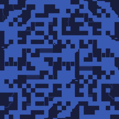 Pikselsiz desen tasarımı. QR Kodu geometrik desen. Soyut arıza dokusu. Basit kare pikseli tekrarla. Teknoloji geçmişi. Vektör İllüstrasyonu.