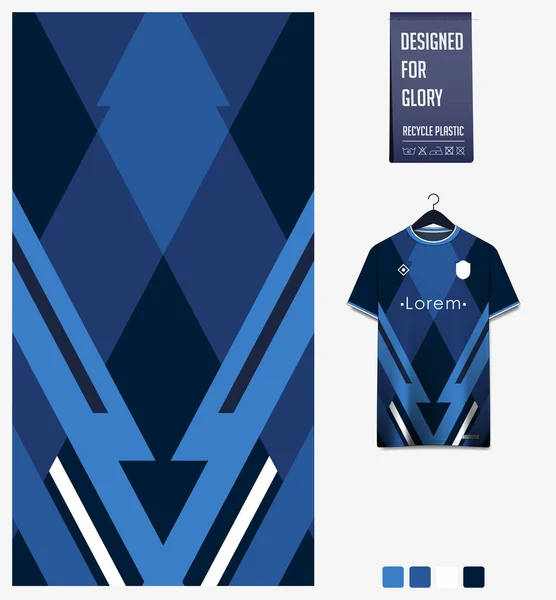 Design Del Modello Maglia Calcio Modello Geometrico Sfondo Blu Kit — Vettoriale Stock
