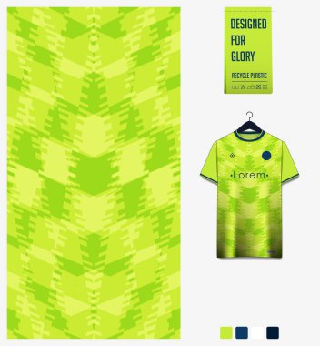 Fabric textile pattern design for soccer jersey, football kit, sport t-shirt mockup for football club. Uniform front view. Geometric pattern for sport background. Fabric pattern. Vector Illustration clipart