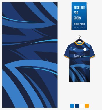 Futbol forması, tekstil deseni dizaynı, futbol takımı için spor tişörtü modeli. Üniformalı ön manzara. Spor geçmişi için soyut bir model. Gök gürültüsü. Vektör İllüstrasyonu