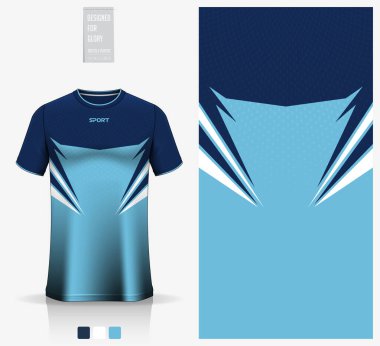 Fabric textile design for football, soccer, American football, rugby, badminton, cycling, athletic, basketball, baseball, espotrs, motocross or sportswear. Soccer jersey mockup for football club. Vector Illustration. clipart