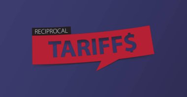 Karşılıklı Tarifeler afiş tasarımı, başlık ya da başlık tasarımı ya da finansal iş, bankacılık, borsa ya da ekonomiyle ilgili haber başlıkları. Düz dizaynlı ekonomik pankart. Vektör illüstrasyonu